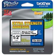 Brother Brother® P-Touch® TZe Extra Strength Labeling Tape, 1/2"W, Black on White TZES231